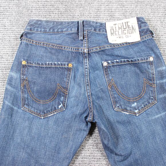 True Religion Avery Jeans Womens 25 Blue Distressed Button Fly Made USA Y2K - Picture 5 of 10